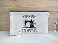 Pochette en Toile "J'peux pas j'ai couture" - Trousse à Accessoires & Mercerie