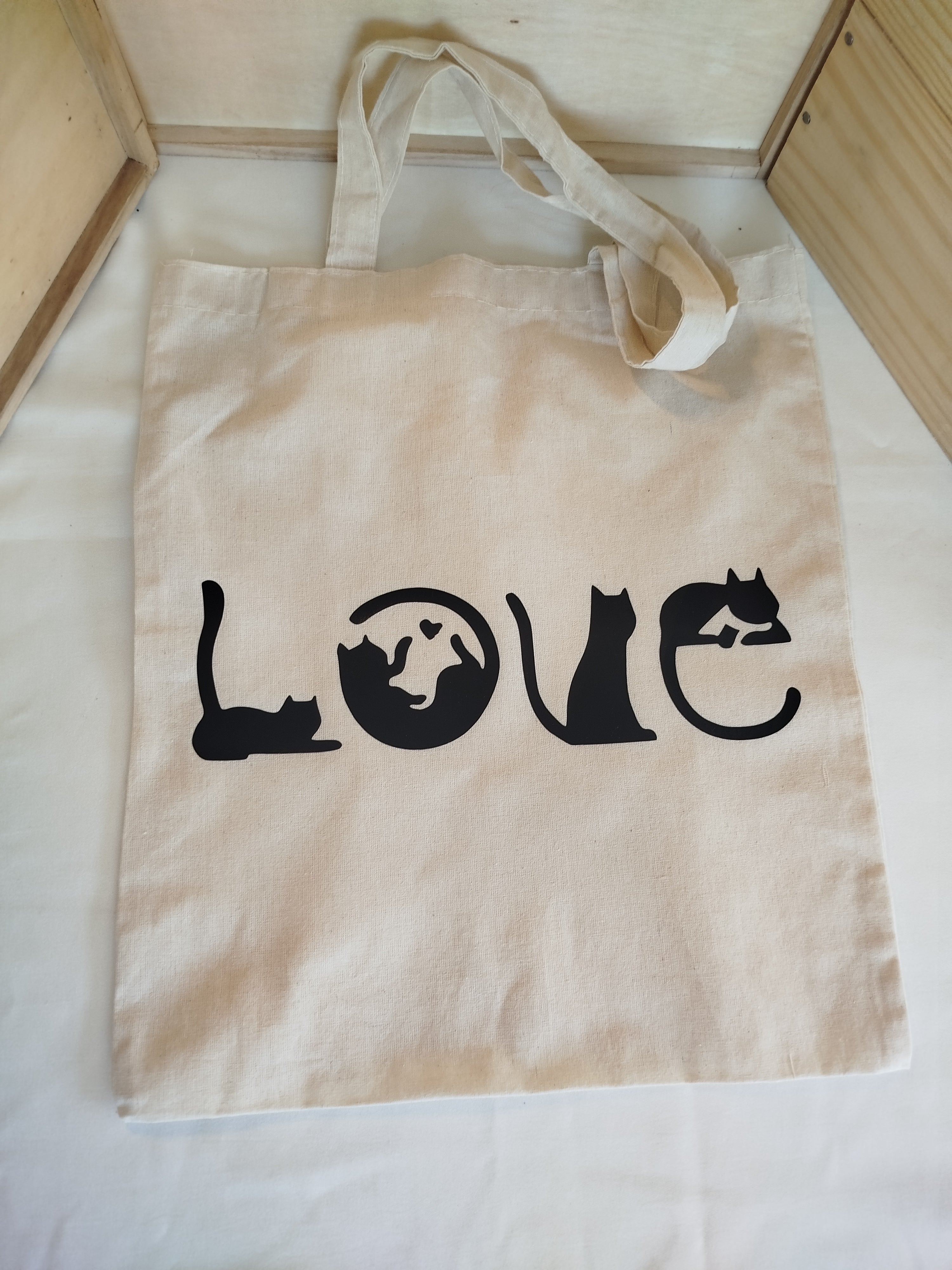Tote Bag en Coton "LOVE Chats" - 35x39 cm
