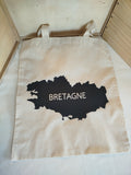 Tote Bag en Coton "Carte de la Bretagne" - 35x39 cm