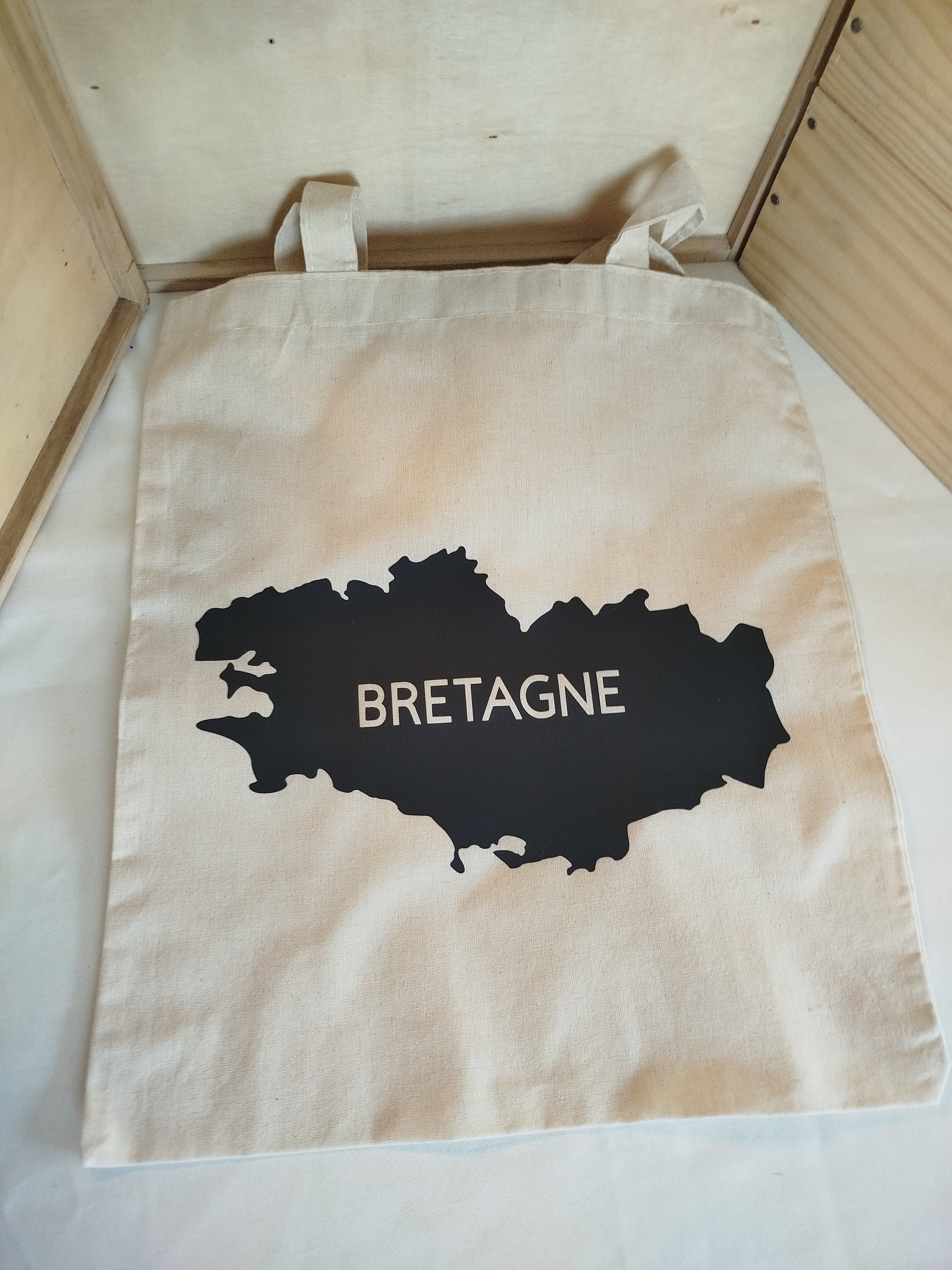 Tote Bag en Coton "Carte de la Bretagne" - 35x39 cm