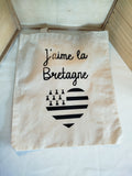 Tote Bag en Coton "J'aime la Bretagne" - 35x39 cm