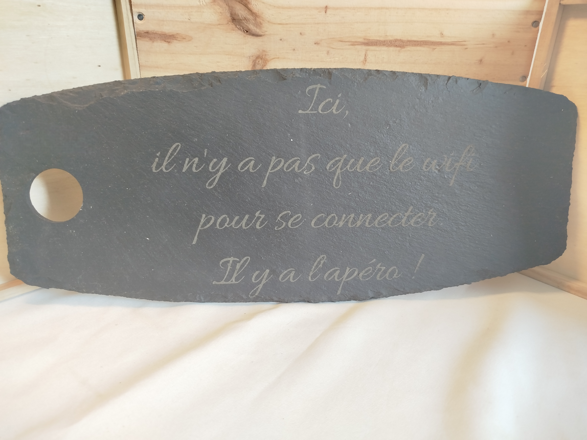 Plateau Apéro en Ardoise Gravée - Collection Humour (Modèles au choix)