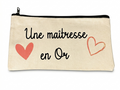 Pochette en tissu personnalisée par flocage avec l'inscription Une maîtresse en Or