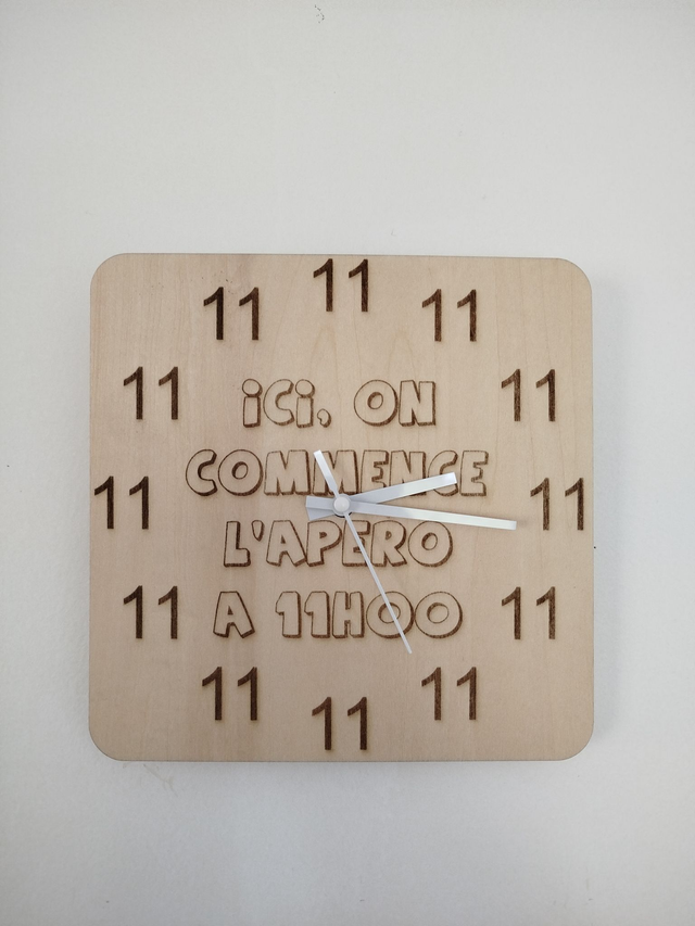 Horloge Artisanale Bois "L'Heure de l'Apéro" - 20cm