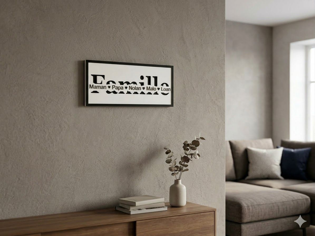 Plaque Murale Personnalisée 3D (Famille, Mamie, Prénoms au choix)