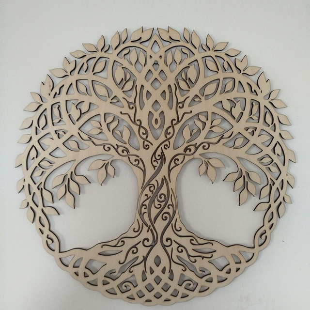 Décoration Murale Arbre de Vie en Bois Découpé au Laser - 25 cm